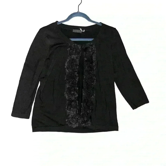 Women’s Giuseppe Zanotti cardigan occasion party sweater with 3d flowers black - Picture 1 of 4